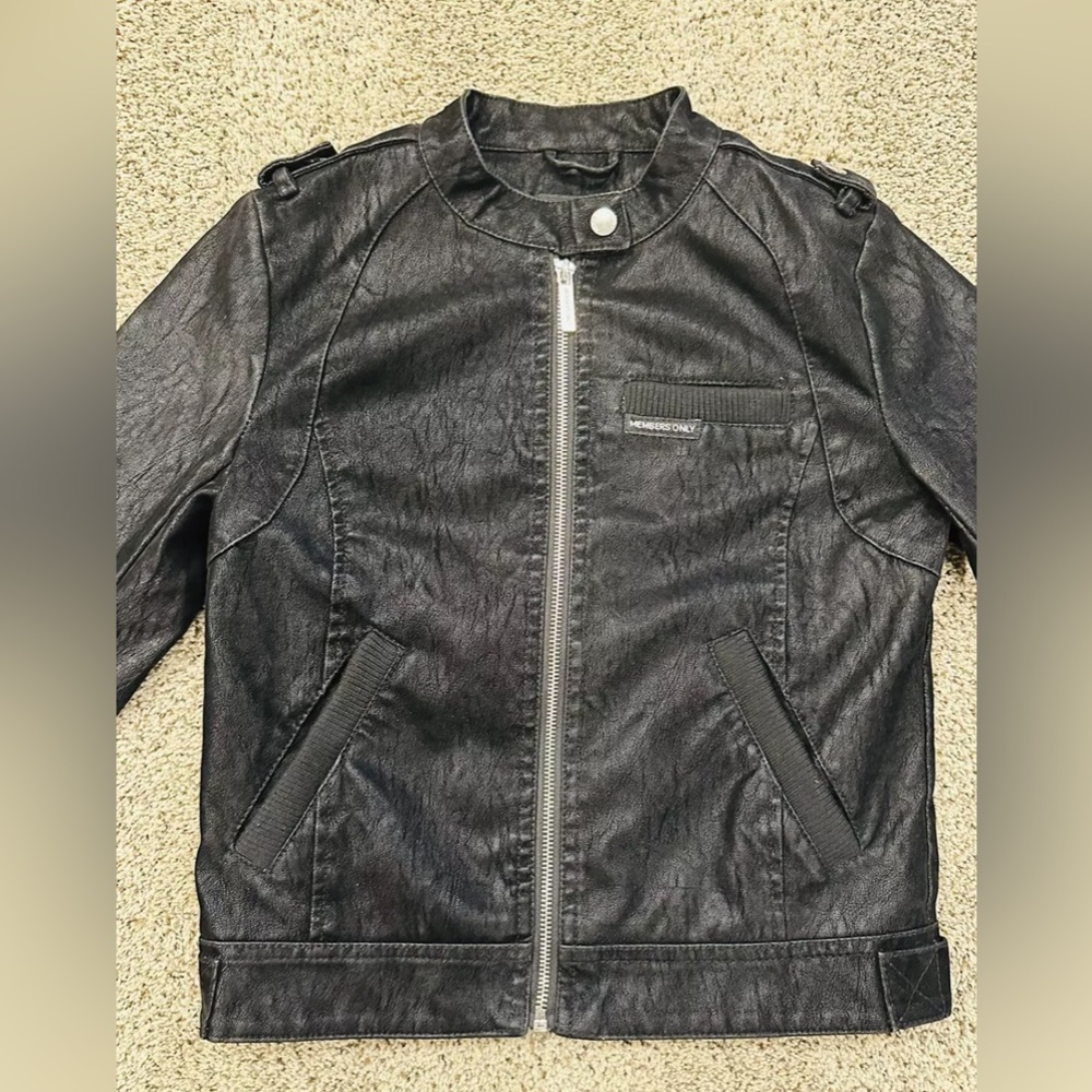 MEMBERS ONLY Jacket Classic Iconic Racer Black Kids 10-12 Bomber Metallic Coat